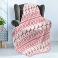 thumbnail image 4 of Nordic Soft Flannel Fleece Blanket, Winter Christmas Ornamental Illustration with Snowflakes Reindeers Animal Pattern, Cozy Plush for Indoor and Outdoor Use, 50" x 70", Coral White, by Ambesonne, 4 of 5