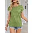 thumbnail image 5 of Merokeety Womens Summer Top Cap Sleeve Crewneck Loose Fit T Shirt AvocadoGreen l, 5 of 5
