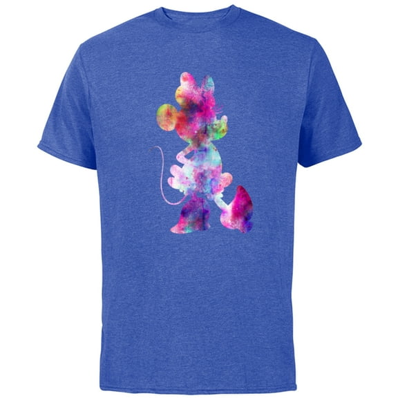 Disney Minnie Mouse Silhouette Cosmic Tie Dye - Short Sleeve Cotton T-Shirt for Adults - Customized-Royal Heather