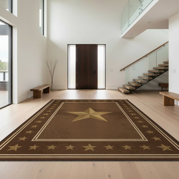 Design&I 8'x10' Washable Area Rug Extra Large Skid-Resistant Low Profile Vintage Bordered Border Distressed Lone Southwestern Farmhouse Flowing Dynamic for Living Room, Family