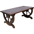 thumbnail image 5 of Rustic Wooden Bench with Wagon Wheel Legs for 2 People Patio Lawn, 5 of 7