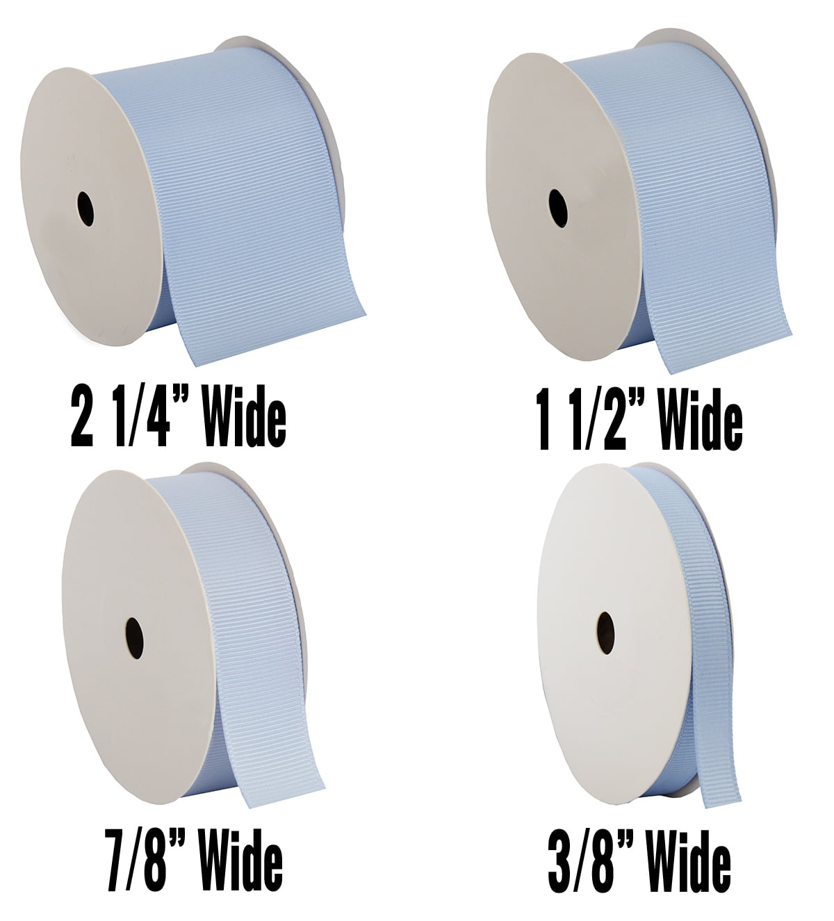 6 Pack Threadart Grosgrain Ribbon Rolls - 10 yd rolls - 4 Widths 25 Colors - Solid Colors Ribbed Pattern - For Bows, Decorations, Hair Clips, and More - 1 1/2" (1.5") width - Baby Blue 333