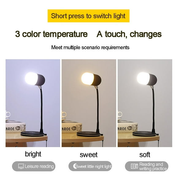 onlyliua para Interior/Exterior Lámpara Led de Mesita Noche con Modo de Suspensión, 3 Modos de Color, Altavoz Bluetooth y Cargador Inalámbrico