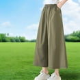 thumbnail image 2 of Ltctricy Girls' Capri Pants Elastic Waist Pull on Cropped Wide Leg Pants Casual Palazzo Trousers with Pockets(Army Green,7-8 Years), 2 of 4