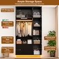 thumbnail image 4 of ANPOO Tall Armoire Wardrobe Closet with Top Cabinet, Motion Sensor Light and Mirror, 93'' LED Wardrobe Armoire with 2 Drawers, Hanging Rod & Adjustable LED Strip, Wood Bedroom Furniture, Balck, 4 of 11