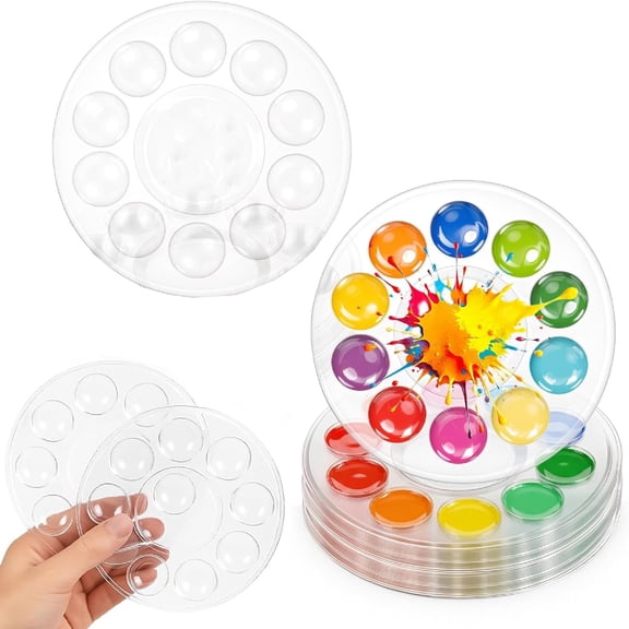 20 Pack Plastic Paint Tray Palettes, 11-Well Clear Painting Mixing Palettes, Artist Paint Mixing Dishes, Art Craft Supplies for Watercolor, Oil, Acrylic & Gouache Painting