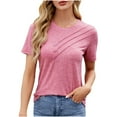 thumbnail image 2 of Penkiiy Women's Casual Short Sleeve Blouse & Stylish Everyday Basic | V-Neck Button-Up Top with Stretch Fabric S Pink, 2 of 5