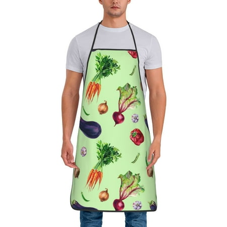 

Aprons for Men Women - Eggplant chilies onion garlic Cooking Kitchen Apron Chef Apron Waterproof Apron for Painting Pottery Baking BBQ Gardening Salon Gift For women Men