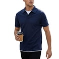 thumbnail image 4 of KeShDi Summer Tshirts Shirts Men's Solid Color Short Sleeved Lapel Casual Fashion Top Fake Two-piece T-shirt Navy L, 4 of 9
