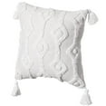thumbnail image 2 of 16" Handwoven Cotton Throw Pillow Cover with White Tufted Patterns and Tassel Corners, 2 of 6