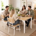 thumbnail image 3 of PAPROOS Dining Table Set for 4, Farmhouse Rectangle Wood Kitchen Table with 4 Wood Chairs, Dining Room Set for Breakfast Nook, Small Places, Restaurant, Natural, 3 of 8