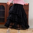 thumbnail image 2 of VBEWZET Girls Polka Dot Mesh Tiered Tulle Midi Skirt, Ruffle Layered Cake Tutu Long Skirt, Korean Elastic Waist Maxi Skirt for Girls Spring Autumn Black 8-9 Years, 2 of 5
