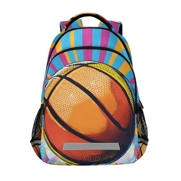 ALAZA Basketball and Rainbow Backpack Elementary School Bag Bookbag Travel Rucksack