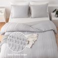 thumbnail image 2 of Grey Tufted Duvet Cover Set Queen Size, Striped Textured Duvet Cover Boho, 2 of 6