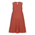 thumbnail image 5 of B91xZ Robe d'Été Sans Manches pour Femmes, Décontractée, à Volants, Col Rond, Taille Élastique, Robe Midi à Volants, Orange TG, 5 of 5