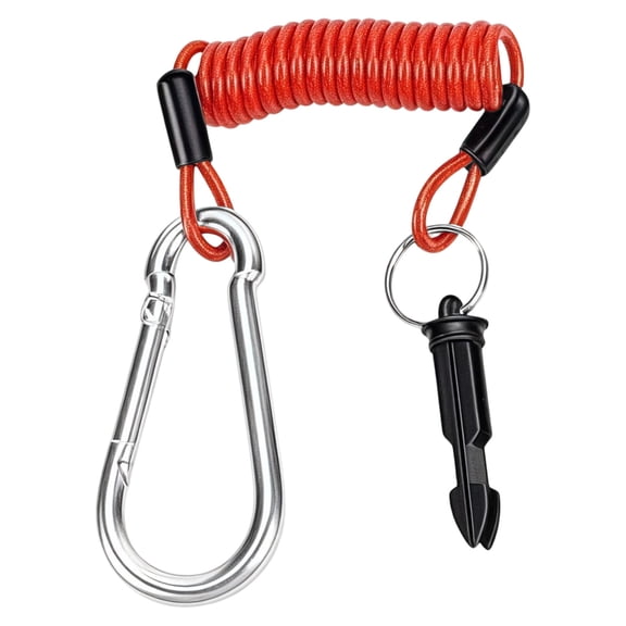 CZSCPDAW Stainless Steel Trailer Breakaway Cable with Coiled Spring, Carabiner and Pull Pin for RVs and Boats