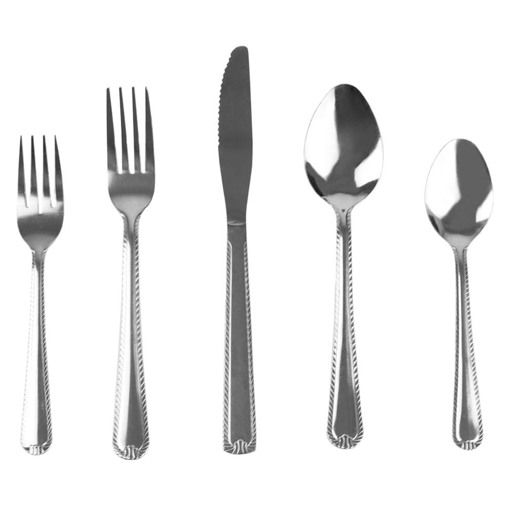 Home Basics Empire 20 Piece Stainless Steel Flatware Set, Silver