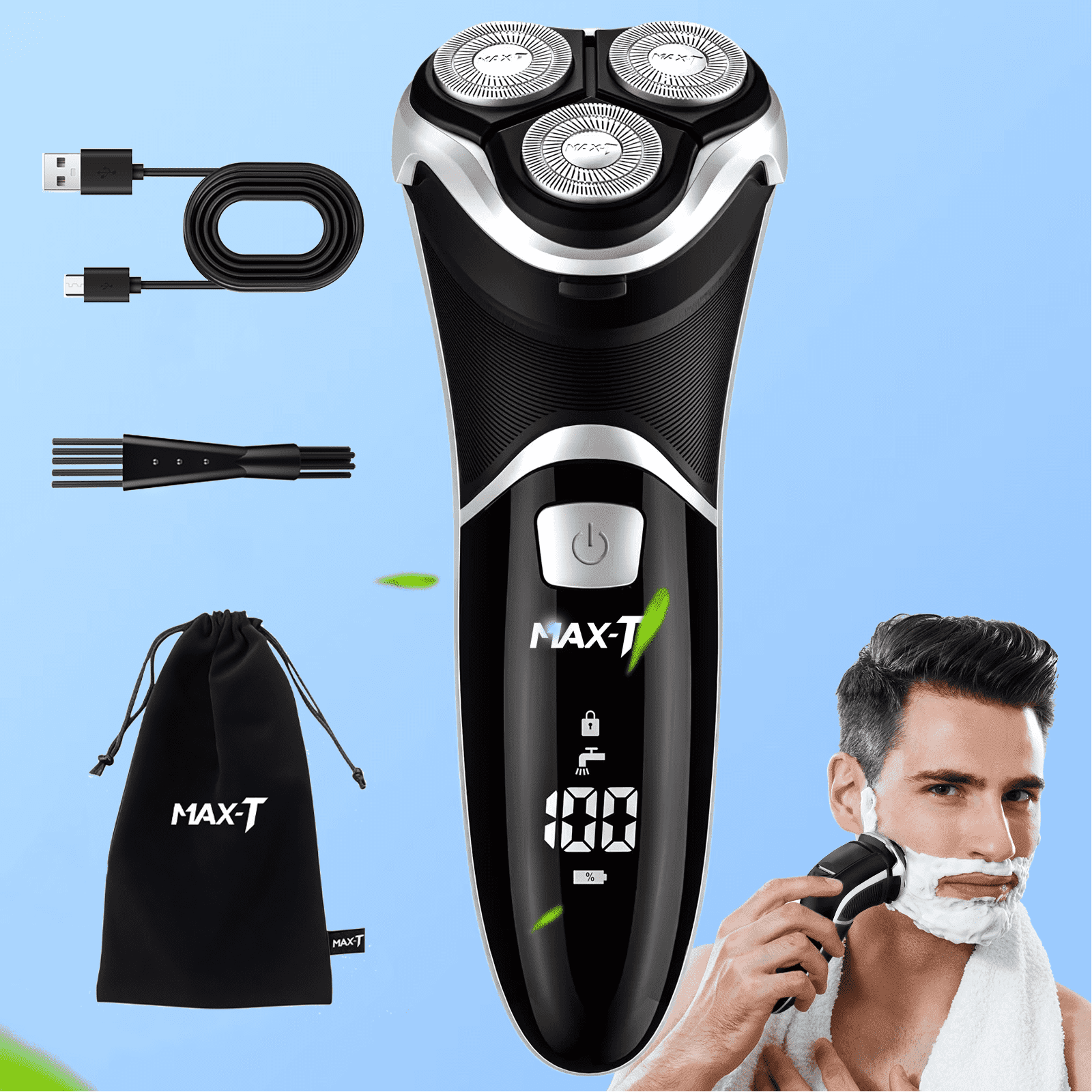 MAXT Electric Razor for Men, Rechargeable IPX7 Waterproof Wet & Dry ...