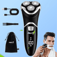 thumbnail image 1 of MAXT Rasoir Électrique pour Hommes, Rasoir Électrique Rechargeable Étanche IPX7 pour Rasage Humide et à Sec avec Tondeuse Escamotable et Écran LED pour Papa Mari, 1 of 7