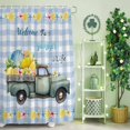 thumbnail image 2 of Shower Curtain, Farm Trucks Summer Life Quote Waterproof Shower Curtain Set with Hooks for Bathroom Showers,Stalls and Bathtubs,72x72In Watercolor Blue Plaid, 2 of 9