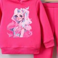 thumbnail image 4 of Zuwimk 2 Pcs Boys Girls Clothes Sweatsuit Set Color Blocked Hoodie Top and Jogger Pants for Kids Fall Winter Spring Outfits(Hot Pink,2-3 Years), 4 of 4