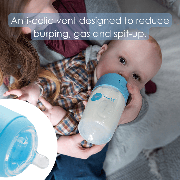 希少　N526 ブルー　ポムポム　pampula  pompom bottle PopYum 9 oz Anti-Colic Formula Mixing Baby Bottles, 3-Pack, Blue