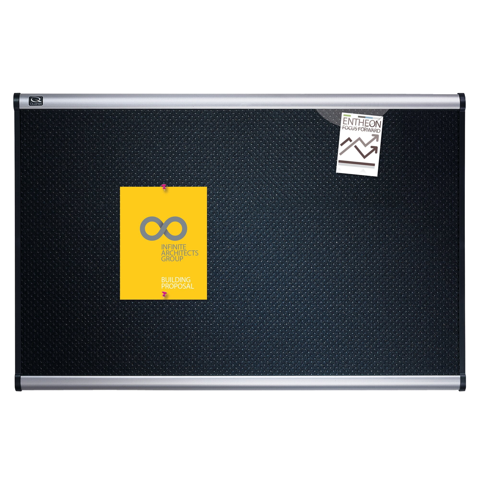 Quartet Prestige Embossed Foam Bulletin Board, 36 X 24, Black, Aluminum Frame