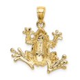 thumbnail image 3 of Diamond2Deal 14K Yellow Gold 2-D Textured Frog Charm Pendant for Women (L- 0.91 in, W- 0.91 in), 3 of 4