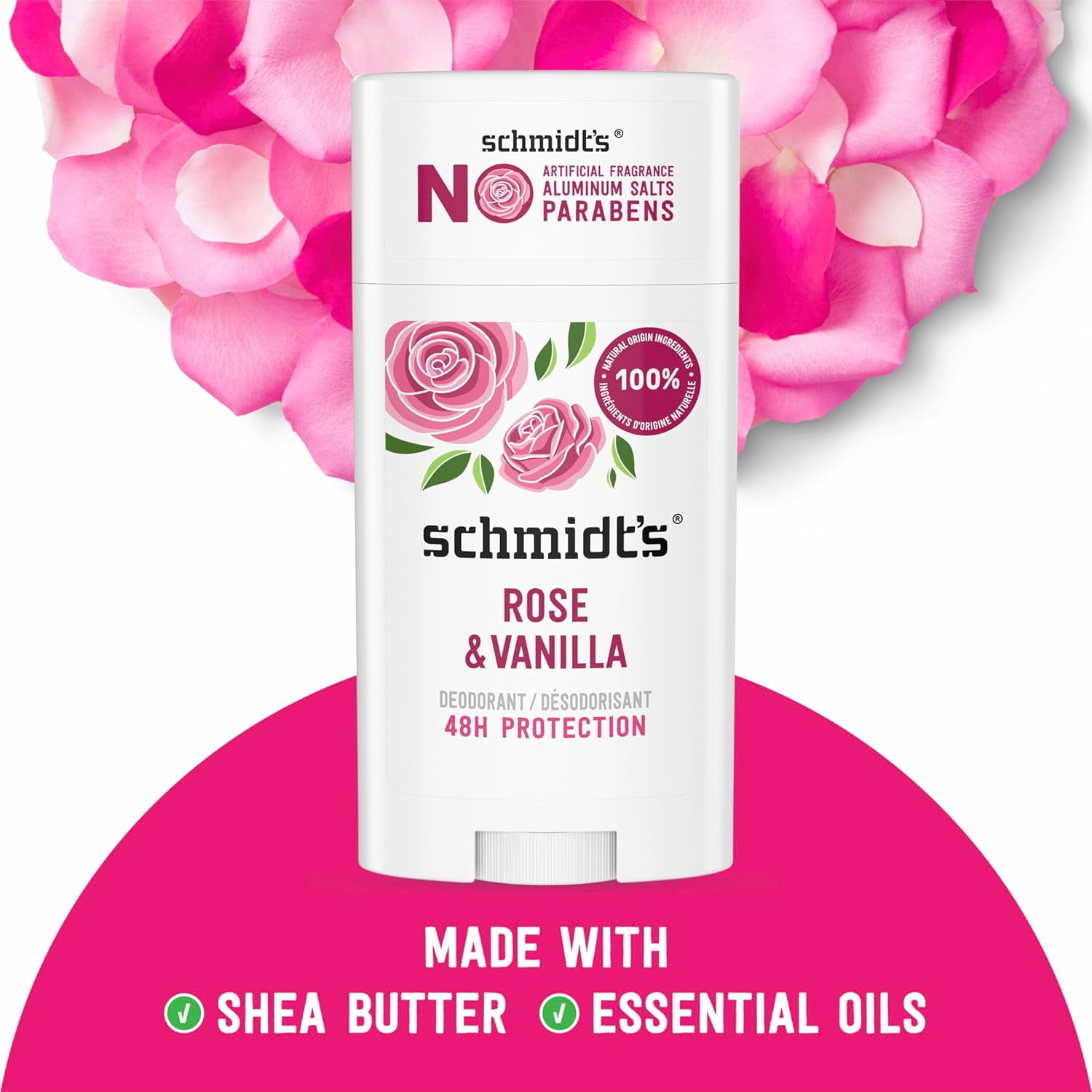 Schmidt's Deodorant, Rose and Vanilla, 2.65 oz
