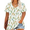 thumbnail image 3 of JTZGDY Plus Size Womens Summer Tops Vintage Printed Short Sleeve Round Neck Graphic T-Shirts Loose Fit Blouses Trendy Oversized Soft Cotton Tees Multicolor#21 XXXL, 3 of 6