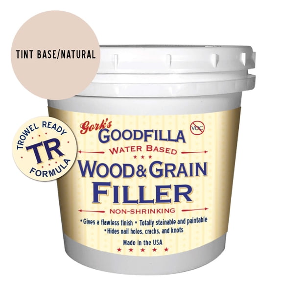 GoodFilla Water-Based Wood and Grain filler(Trowel Ready), Neutral/Tint Base, QUART