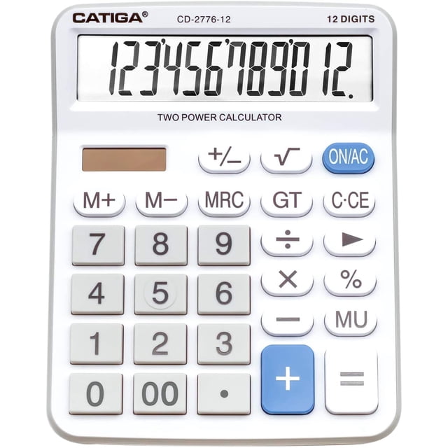 Calculadora de escritorio |12 dígitos| pantalla LCD |5 pulgadas|, botones grandes, batería y solar |hom/oficina|, CD-2776