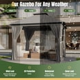 thumbnail image 3 of AOXUN Outdoor Gazebo for Patio 10x10, Metal Frame Canopy with Double Roofs, Heavy Duty Party Tent and Shelter with Mosquito Netting and Privacy Screen for Backyard, Lawn, Garden, Deck (Grey), 3 of 9