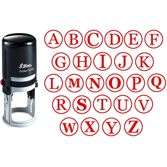 Custom A-Z Alphabet Stamp in Red Ink Monogram Round Rubber Stamp Self Inking Initial Stamp SHINY Mini Stamper 20 mm