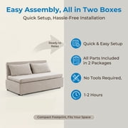 Mjkone Convertible Sofa Bed Queen Size,Linen Pull Out Sofa Bed with Cushions&Throw Pillows,Revesible Sleeper Couch for Apartment/Small Spaces,Beige