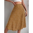 thumbnail image 6 of Women'S Summer High Waisted Flowy Slit Midi Skirts Casual Boho Floral Beach Skirt Yellow L, 6 of 9