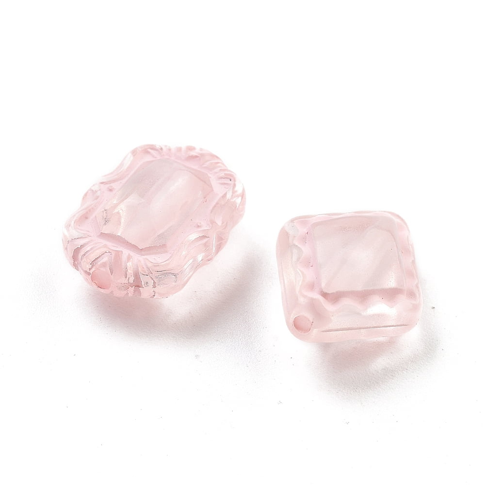 Transparent Acrylic Beads Mixed Shapes Pink 10~18x11~28.5x4.5~12mm Hole: 1.6~2.5mm 683pcs/500g