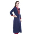 thumbnail image 2 of In-Sattva Women's Patterned Yoke Button Down Indian Kurta Tunic Shirt, 2 of 5