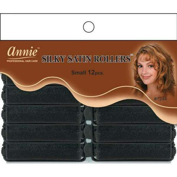 Annie Silky Satin Rollers Small Black 12 Count 1244