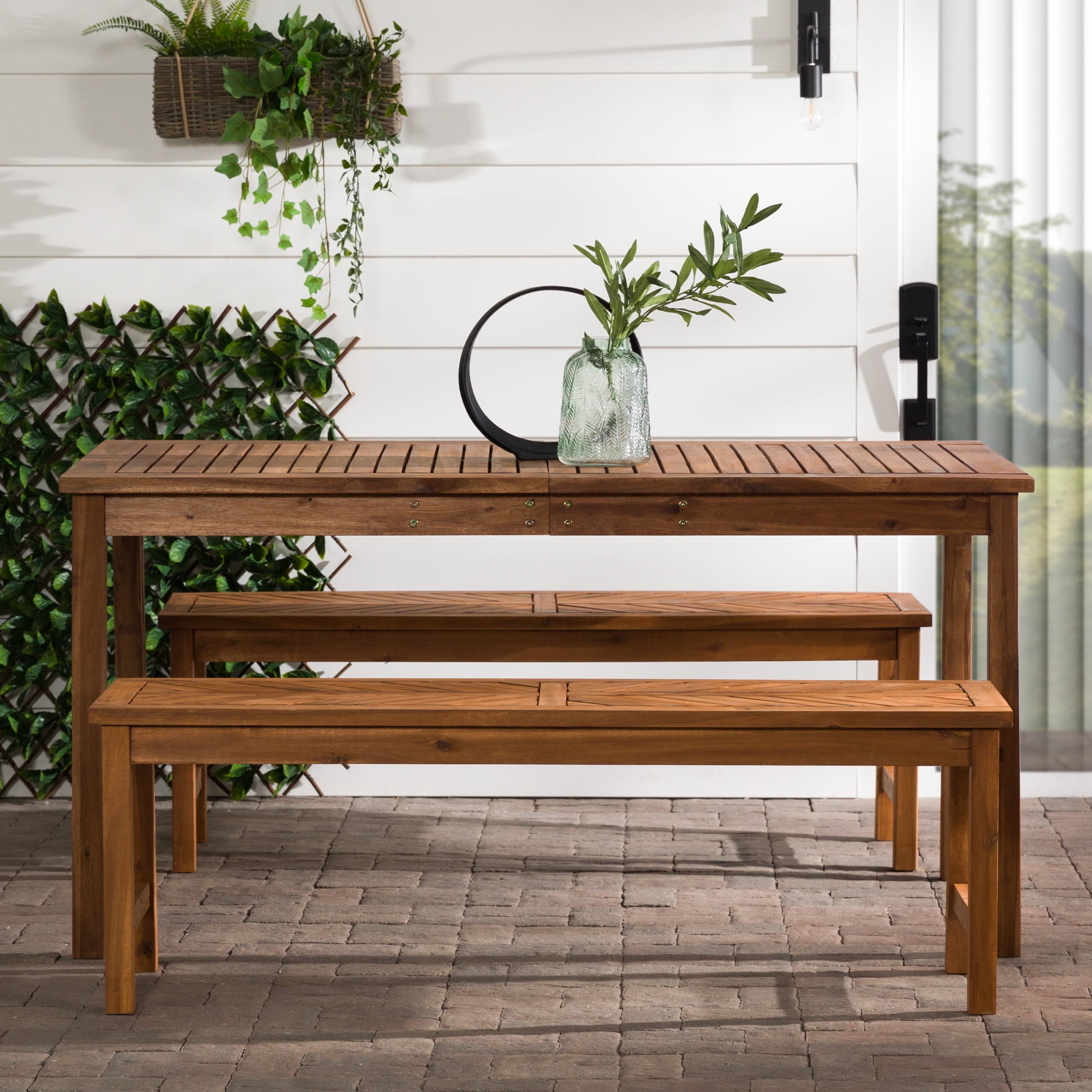 Manor Park Wooden Picnic Table with Umbrella Hole, Multiple Colors and Styles