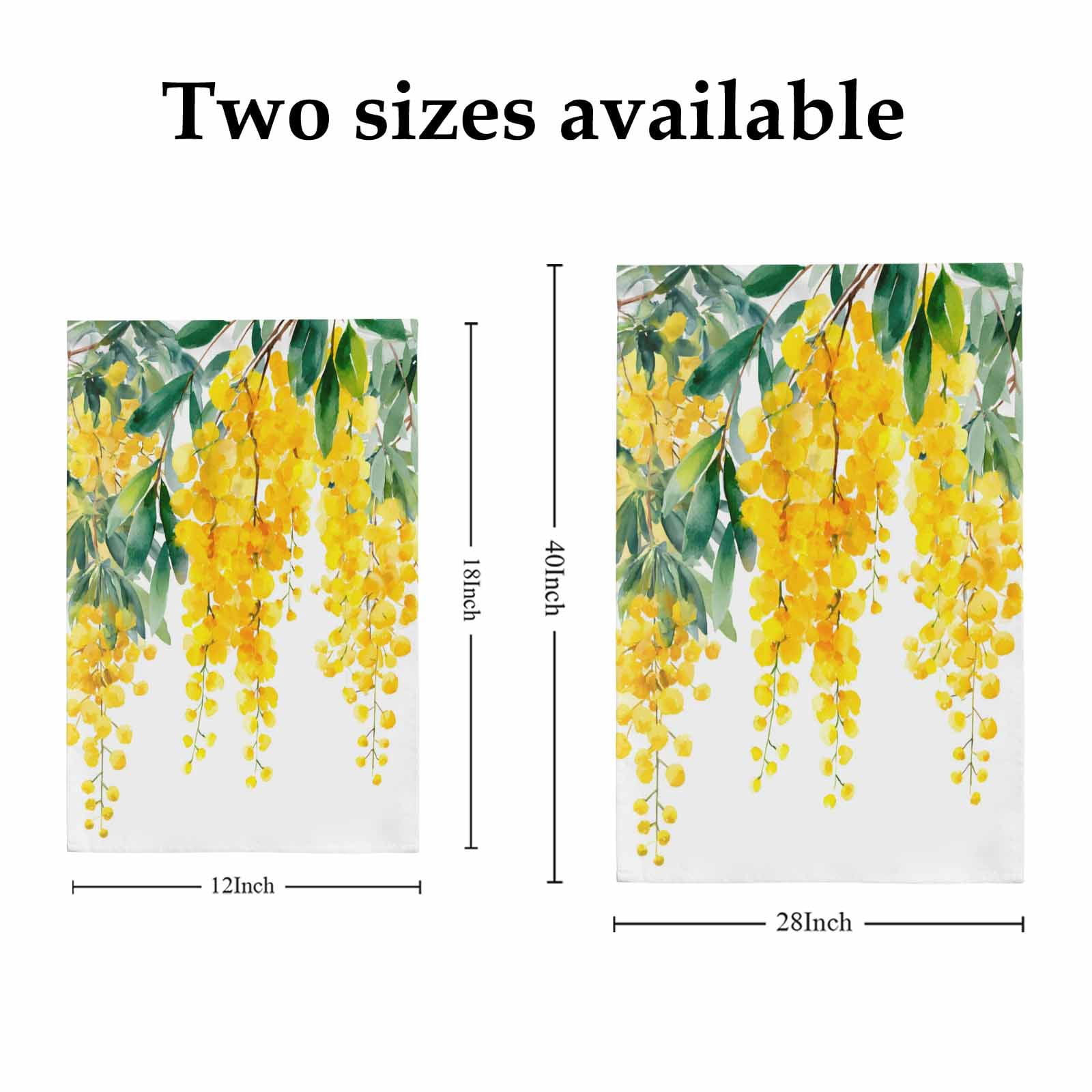 Spring Florals House Flags For Outdoor, Watercolor Gradient Yellow Floral Farmhouse Green Leaf Small Double Side Yard Flags Weather Proof House Decor for Lawn Outside Holiday 28 x 40 Inches