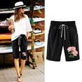 thumbnail image 1 of Puntoco Pantalones cortos deportivos para mujer Pantalones cortos con cordón y estampado de cintura elástica para mujer, 1 of 3