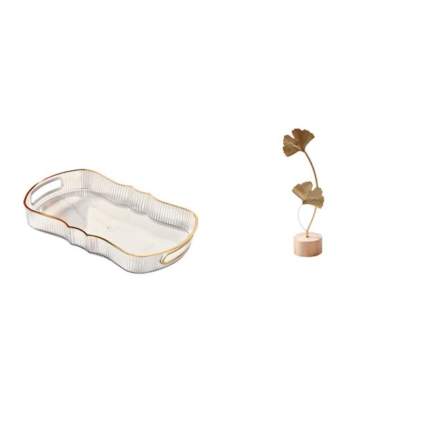 Elegante bandeja de hojas para alimentos y artículos de tocador con un diseño artístico de escultura metálica para desayunos, cafeterías de frutas y e