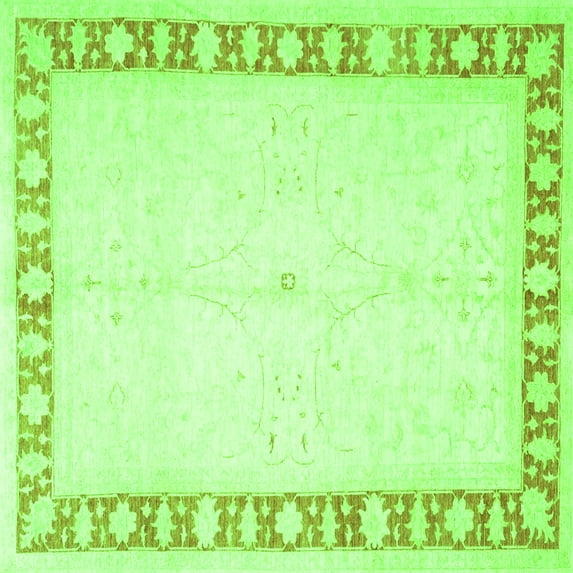 Ahgly Company Indoor Square Oriental Green Traditional Area Rugs, 4' Square