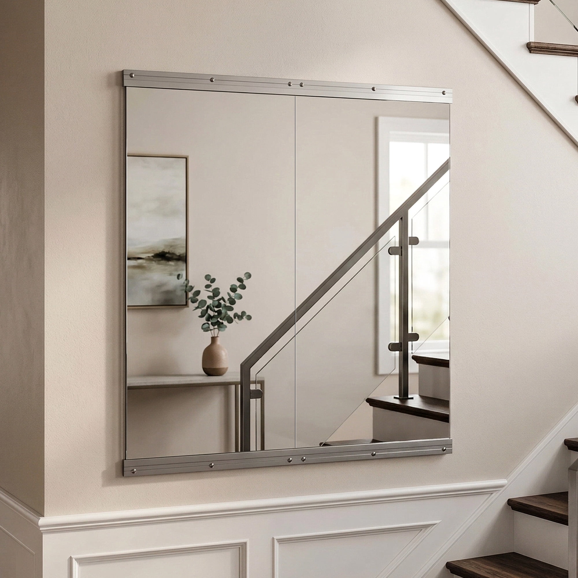 SHATTERVIEW 23"x67" 2pcs Home Gym Yoga Mirror Wall-mounted Full-length Frameless Mirror