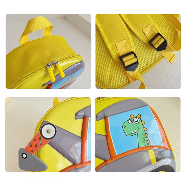 Mochila para niños pequeños Excavadora linda Bolsa de libros de dibujos animados para niños Regalo para niños (Amarillo) Likrtyny Para Estrenar
