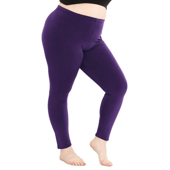 Stretch Is Comfort Women's Cotton Full Length Leggings Purple 6X