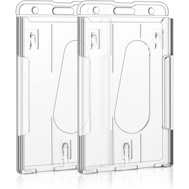 Porta credencial vertical, 2 porta credencial transparente, 2 tarjetas