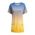 thumbnail image 5 of WEIYLL T-Shirt Women Summer Loose Pullover Gradient Short Sleeve Tunic With Pockets Yellow Tops Sizes XXL, 5 of 5