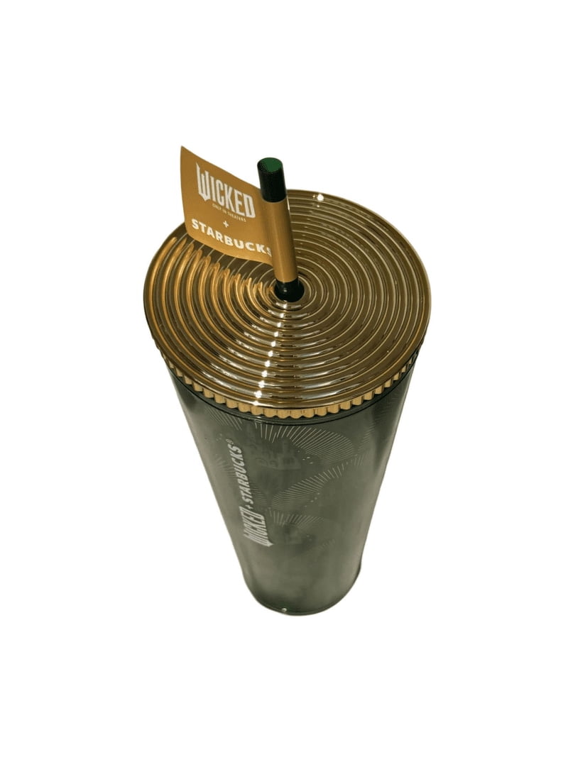 Starbucks Wicked Emerald City Gold Green Tumbler w/Straw 24oz